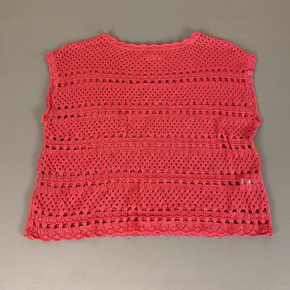 Avenue Top Plus Size Size 14/16 Coral Crochet Open‎ Knit Sleeveless Summer